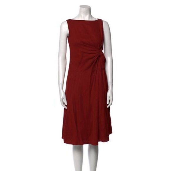 Valentino Authentic Solid Red Crew Neck Tank Knee Length Dress 4 Small Italy - Picture 1 of 9